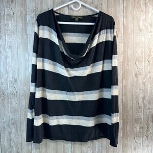 Tommy Bahama Sweater‎ Womens L Black White Stripe Wool Blend Long Sleeve Coastal